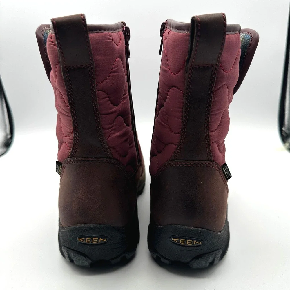 KEEN Greta Waterproof Winter Chelsea Boots 7.5 Burgundy Quilted Gorpcore Outdoor